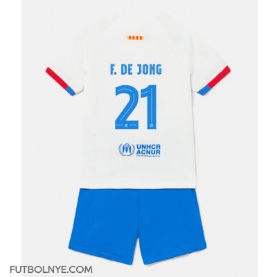 Camiseta Barcelona Frenkie de Jong #21 Visitante Equipación para niños 2023-24 manga corta (+ pantalones cortos)